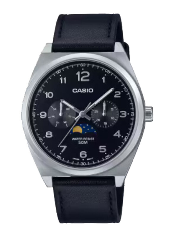 

Casio Standard Analog Watch for Men with Leather Genuine Band, Water Resistant and Chronograph, MTP-M300L-1AVDF, Black-Black