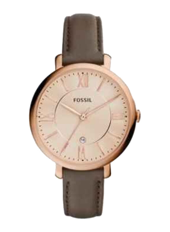 

Fossil Analog Watch for Women with Leather Band, Water Resistant, ES3707P, Rose Gold-Brown