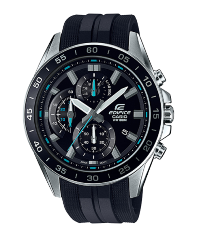 

Casio Edifice Analog Watch for Men with Resin Band, Water Resistant and Chronograph, EFV-550P-1AV, Black-Black