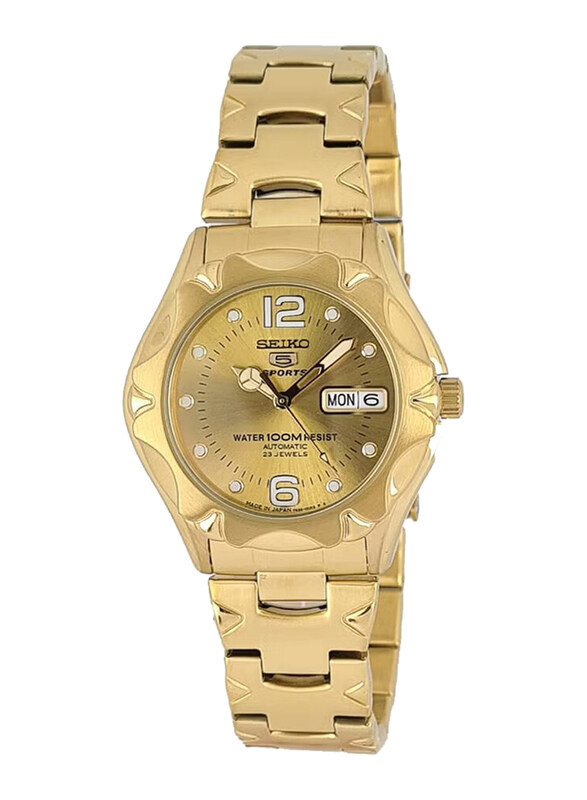 

Seiko Analog Wrist Watch for Men with Stainless Steel Band, Water Resistant, SNZ460J1, Gold