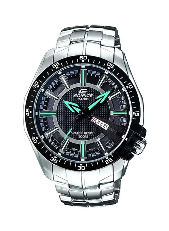 

Casio Edifice Analog Watch for Men with Stainless Steel Band, Water Resistant, EF-130D-1A2, Silver-Black/Green