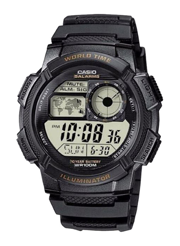 

Casio Youth Series Digital Watch for Men with Resin Band, Water Resistant, AE-1000W-1AVDF, Black-Grey