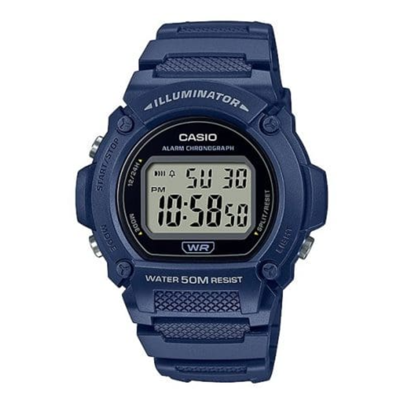 

Casio Standard Series Digital Watch for Men with Rubber Band, Water Resistant, W-219H-2AVDF, Blue-Grey