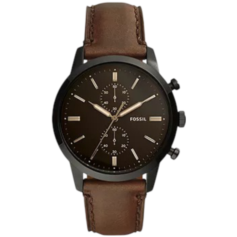 

Fossil Townsman Analog Watch for Men with Leather Band, Water Resistant and Chronograph, FS5437, Brown-Black