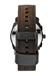 Fossil Analog Machine Wrist Watch for Men with Leather Band, Water Resistant and Chronograph, FS4656, Dark Brown-Brown