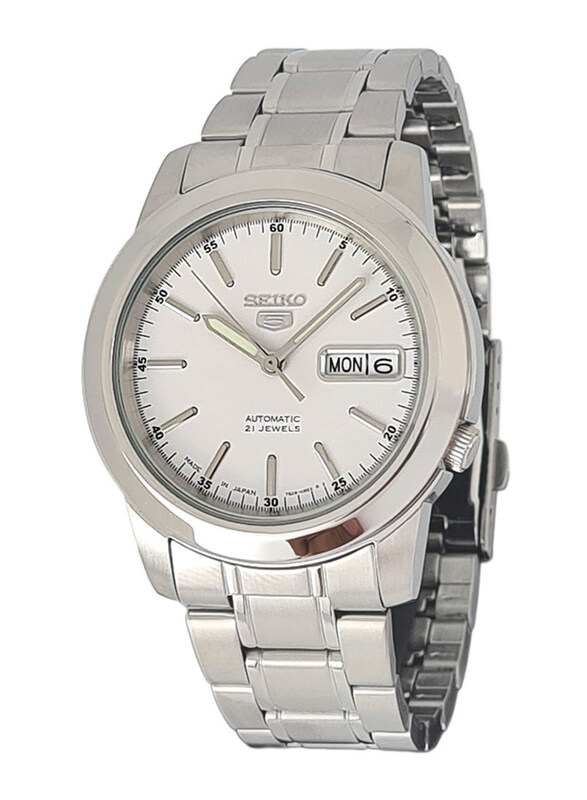 

Seiko Analog Watch for Men with Stainless Steel Band, Water Resistant, SNKE49J, White-Silver