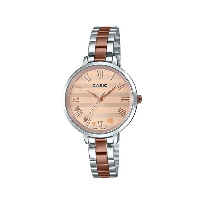 

Casio Analog Watch for Women with Stainless Steel Band, Water Resistant, LTP-E160RG-9ADF, Silver/rose Gold-Rose Gold