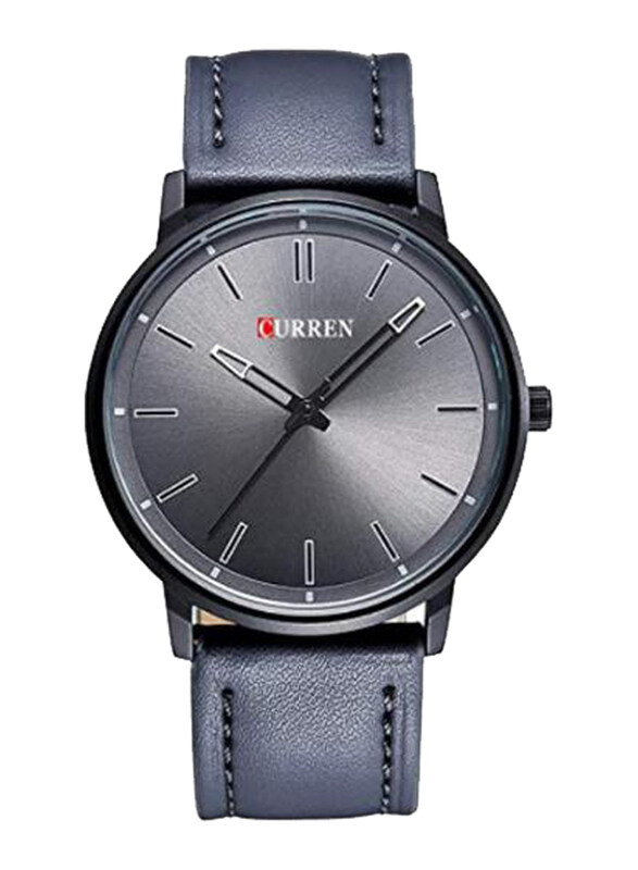 

Curren Analog Watch for Men with Leather Band, Water Resistant, 8233, Grey-Black