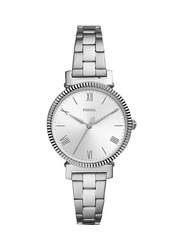 Fossil Analog Wrist Watch for Women with Stainless Steel Band, Water Resistant, ES4864, Silver-White