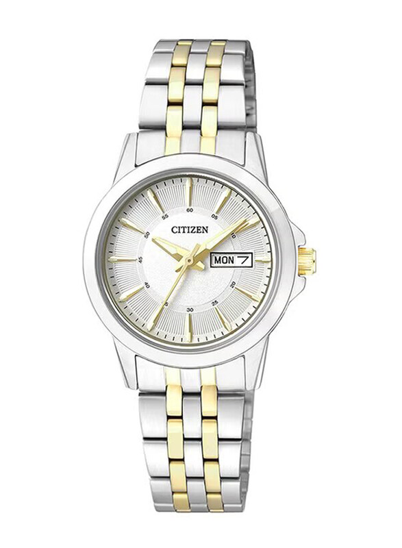 

Citizen Analog Watch for Women with Stainless Steel Band, Water Resistant, EQ0608-55A, Silver/Gold-Silver