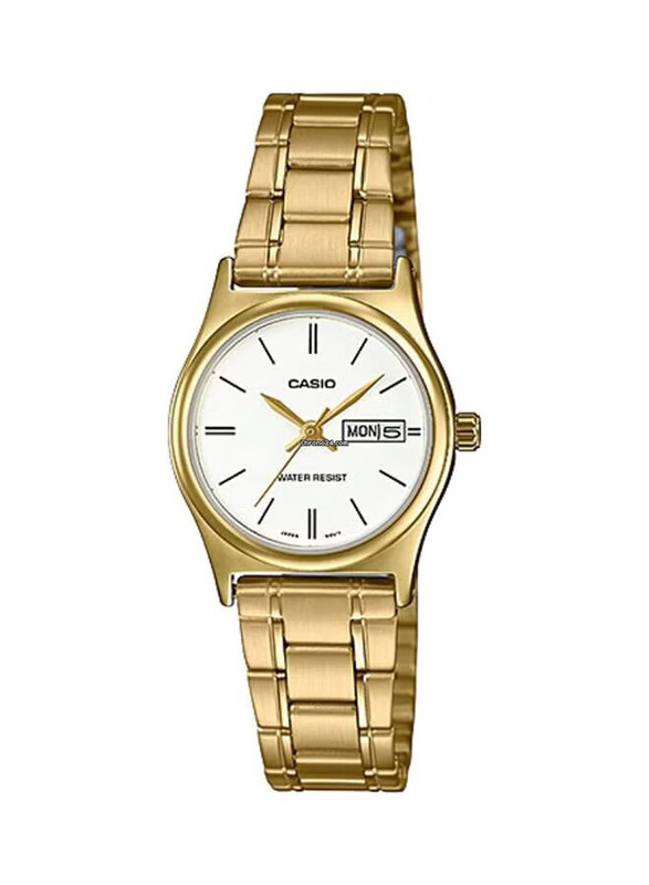 

Casio Dress Analog Watch for Women with Stainless Steel Band, Water Resistant, Ltp-V006G-7BUDF, Gold-White