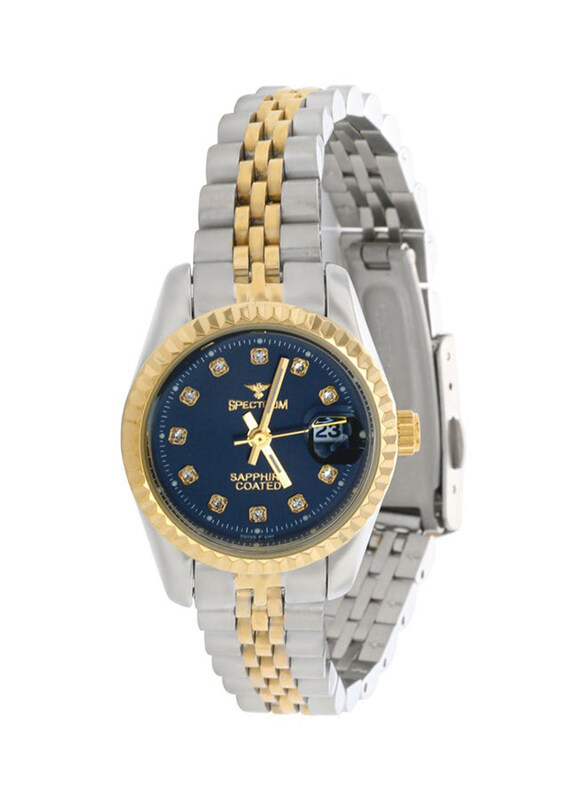 

Spectrum Analog Watch for Women with Stainless Steel Band, S15001L-9, Blue-Silver/Gold