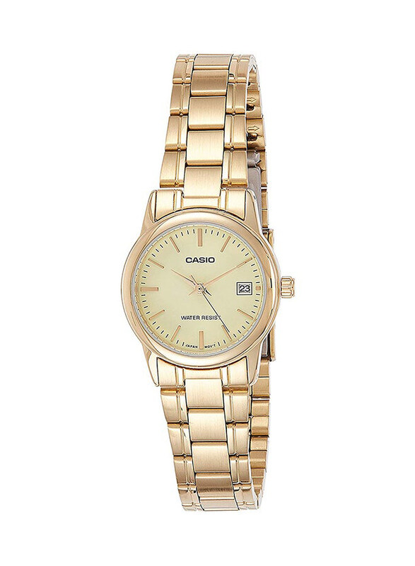 

Casio Analog Watch for Women with Stainless Steel Band, Water Resistant, LTP-V002F-9AUDF, Gold