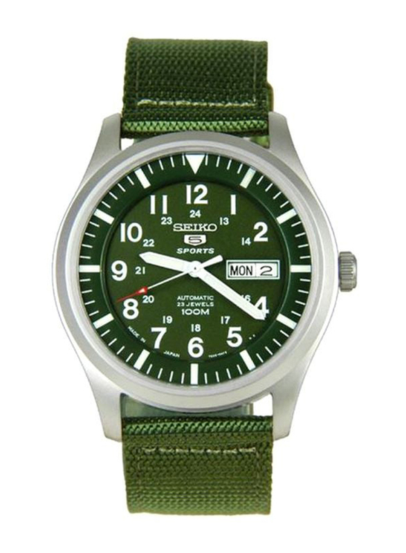 Seiko Sports Analog Watch for Men with Resin Band and Water Resistant, SNZG09J1, Green