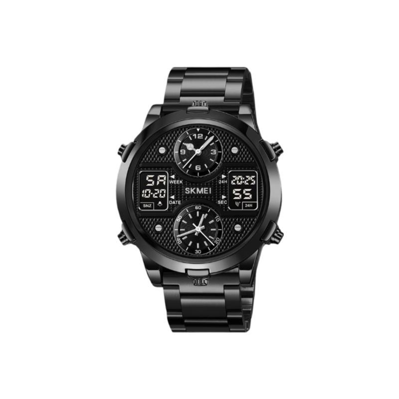 

SKMEI Analog/Digital Watch for Men with Stainless Steel Band, Water Resistant and Chronograph, 2212, Black-Black