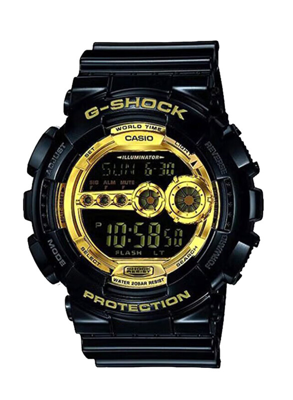 

Casio G-Shock Digital Watch for Men with Resin Band, Water Resistant, GD-100GB-1, Black/Yellow-Black