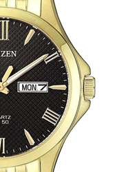 Citizen Analog Wrist Watch for Men with Stainless Steel Band, Water Resistant, BF2022-55H, Gold-Black