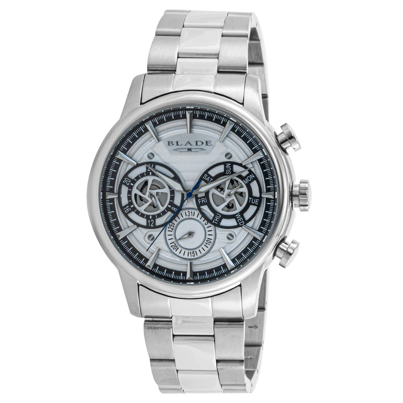 Blade Maestro Analog Watch for Men with Stainless Steel Band, Water Resistant and Chronograph, 3582G2SSS, Silver-Silver