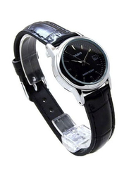 Casio Dress Analog Watch for Women with Leather Band, Water Resistant, LTP-V002L-1A, Black