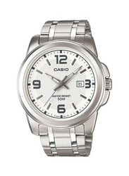 Casio Enticer Analog Watch for Men with Stainless Steel Band, Water Resistant, MTP-1314D-7A, Silver-White