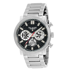 Blade Aztec Analog Watch for Men with Stainless Steel Band, Water Resistant and Chronograph, 3585G2SNS, Silver-Black