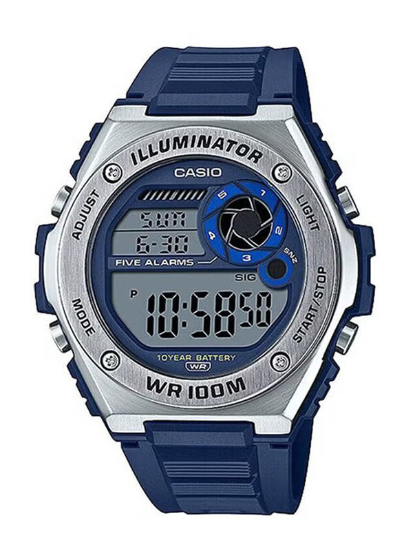 

Casio Digital Watch for Men with Resin Band, Water Resistant, MWD-100H-2A, Blue-Grey