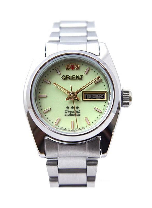

Orient Analog Watch for Women with Stainless Steel Band, Water Resistant, SNQ0A00SR8, Silver-Yellow