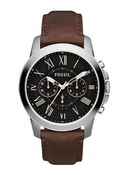 Fossil Analog Watch for Men with Leather Band, Water Resistant and Chronography, FS4813, Brown-Black