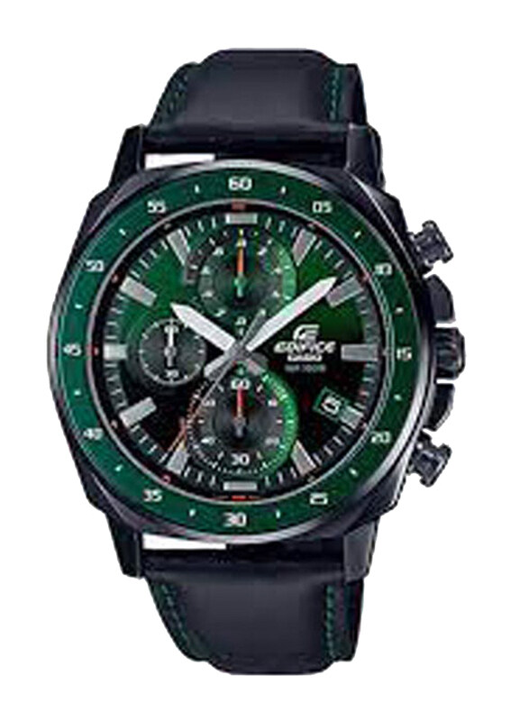 

Casio Analog Watch for Men with Leather Band, Water Resistant and Chronograph, EFV-600CL-3AVUDF, Dark Blue-Green