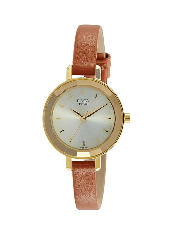 

Titan Analog Watch for Women with Leather Band, Water Resistant, 2575YL01, White-Brown