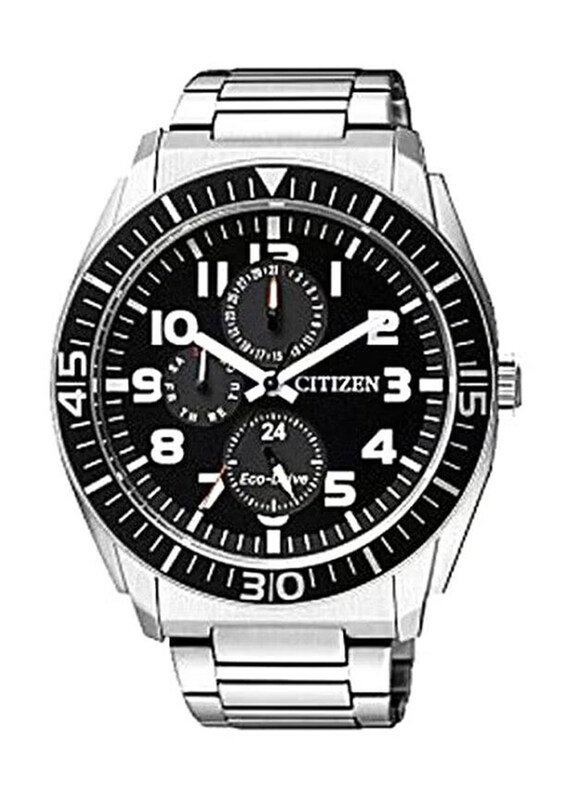 

Citizen Eco-Drive Analog Quartz Watch for Men with Stainless Steel Band, Water Resistant and Chronograph, AP4010-54E, Silver-Black