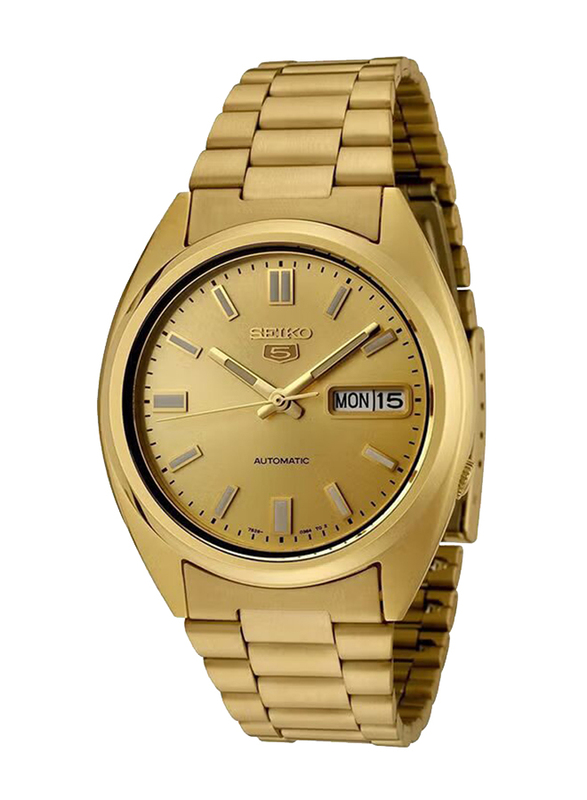 

Seiko Analog Watch for Men with Stainless Steel Band & Date Display, Water Resistant, SNXS80, Gold