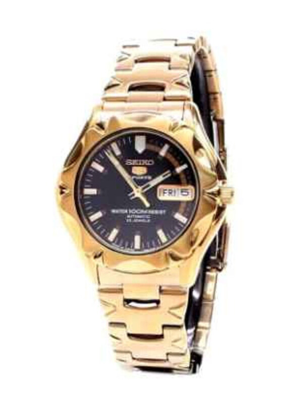 

Seiko Analog Watch for Men with Stainless Steel Band, Water Resistant, Snz452j1, Black-Gold
