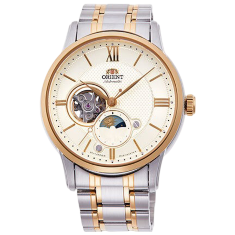 

Orient Analog Watch for Men with Stainless Steel Band, Water Resistant, OW-RAAS0007, Silver/gold-White