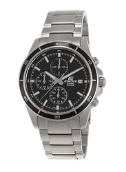 Casio Edifice Analog Wrist Watch for Men with Stainless Steel Band, Water Resistant and Chronograph, EFR-526D-1AVUDF, Silver-Black
