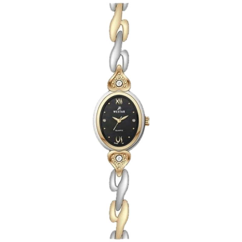

Westar Analog Watch for Women with Stainless Steel Band, Water Resistant, 00104CBN113, Silver/gold-Black