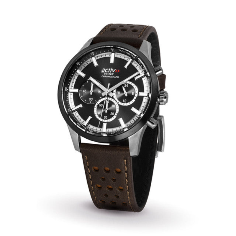 

Westar Analog Watch for Men with Leather Band, Water Resistant and Chronograph, 90265SBN123, Black-Black