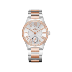 Imperial Analog Watch for Women with Stainless Steel Band, Water Resistant, GZ8667L, Silver/rose Gold-White