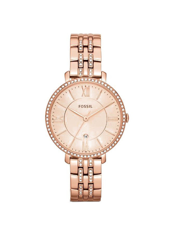 

Fossil Jacqueline Analog Watch for Women with Stainless Steel Band and Water Resistant, ES3546, Rose Gold