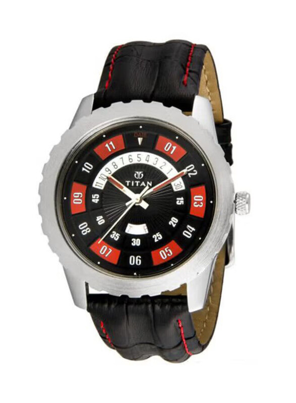 

Titan Analog Watch for Men with Leather Band, 1545SL02, Black-Multicolour