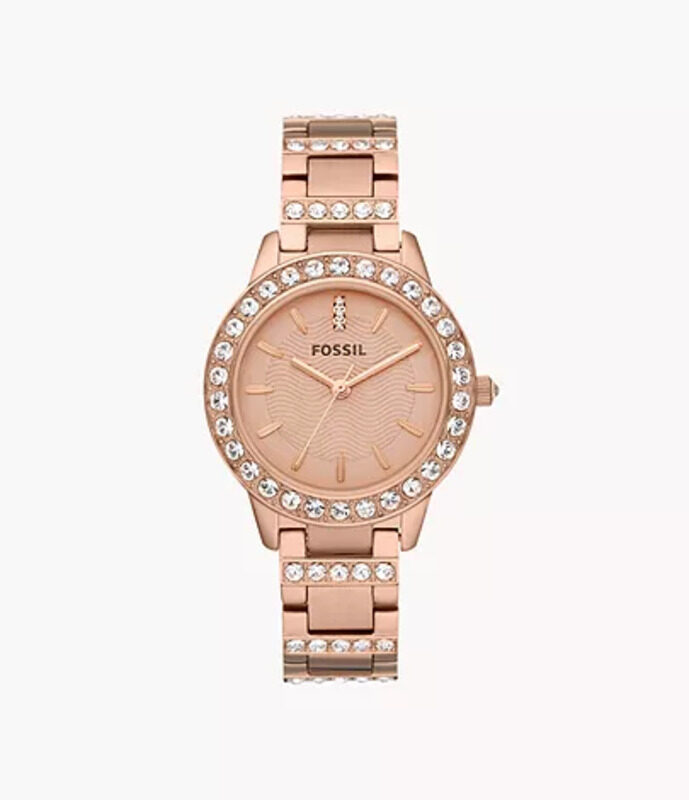 

Fossil Jesse Analog Watch for Women with Stainless Steel Band, Water Resistant, ES3020, Rose Gold-Rose Gold