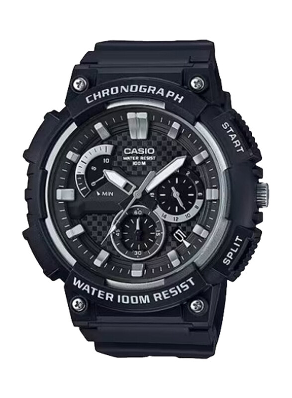 

Casio Youth Analog Watch for Men with Resin Band, Water Resistant and Chronograph, MCW-200H-1AVDF, Black-Black