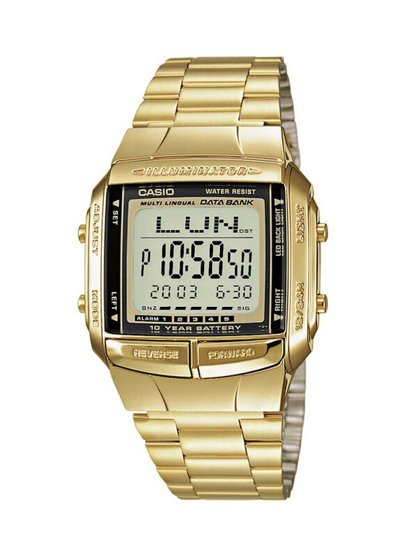 

Casio Telememo Digital Watch for Men with Stainless Steel Band, DB360G9A, Grey-Gold