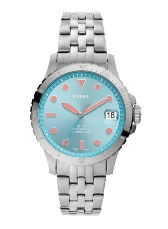 

Fossil Casual Analog Wrist Watch for Women with Stainless Steel Band, Water Resistant, ES4742, Silver-Blue