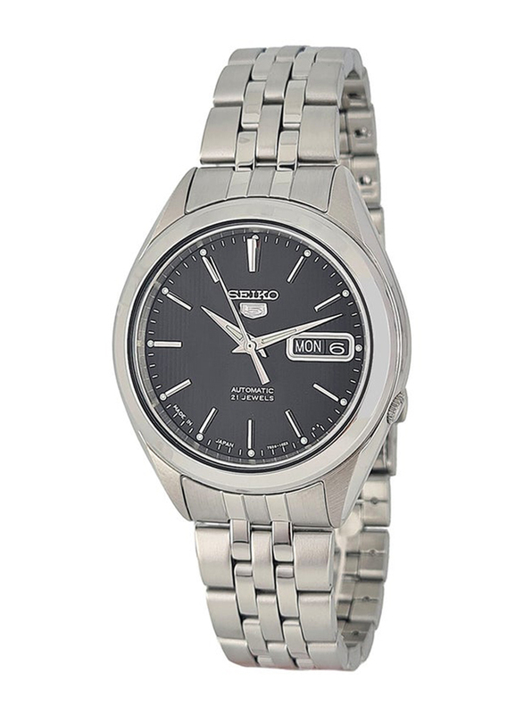 Seiko Analog Watch for Men with Stainless Steel Band, Water Resistant, SNKL23J1, Silver-Black