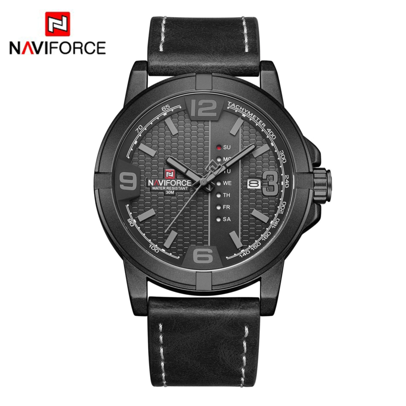 

Navi Force Analog Watch for Men with Alloy Band, Water Resistant, 9177, Black-Black