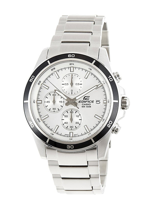 Casio Edifice Analog Watch for Men with Stainless Steel Band, Water Resistant and Chronograph, EFR-526D-7AVUDF, Silver-White