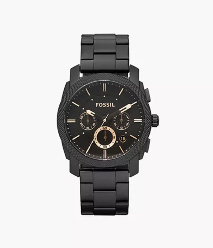 

Fossil Analog Watch for Men with Stainless Steel Band, Water Resistant and Chronograph, FS4682, Black-Black