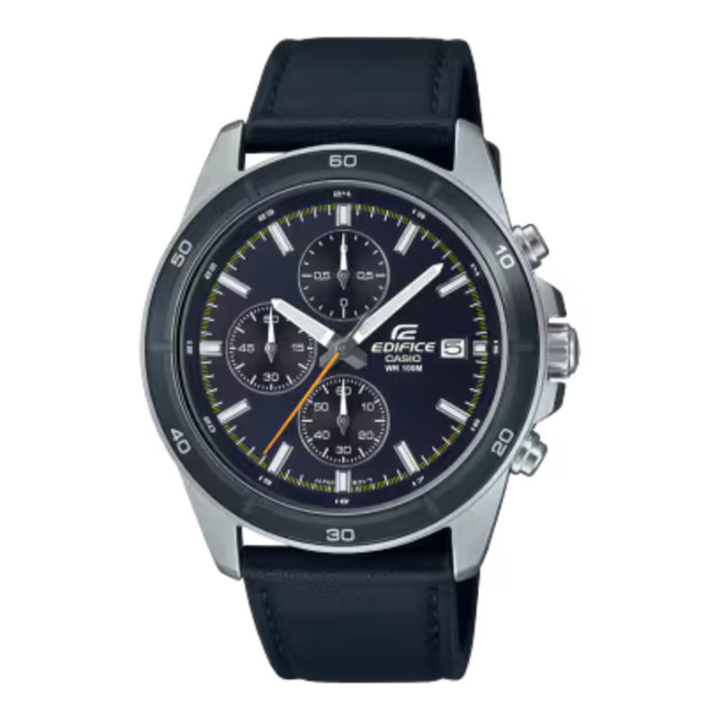 

Casio Edifice Analog Watch for Men with Leather Genuine Band, Water Resistant and Chronograph, EFR-526L-2CV, Blue-Blue