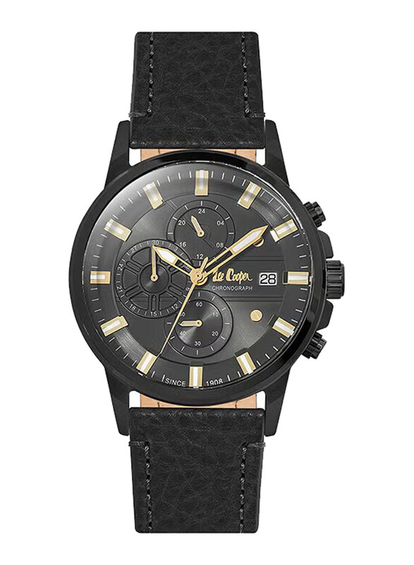 

Lee Cooper Analog Watch for Men with Leather Band, Chronograph, LC06655.651, Black